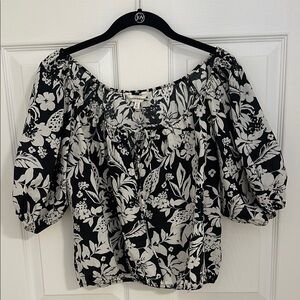 Lucky Brand Floral Black and White Women's Top